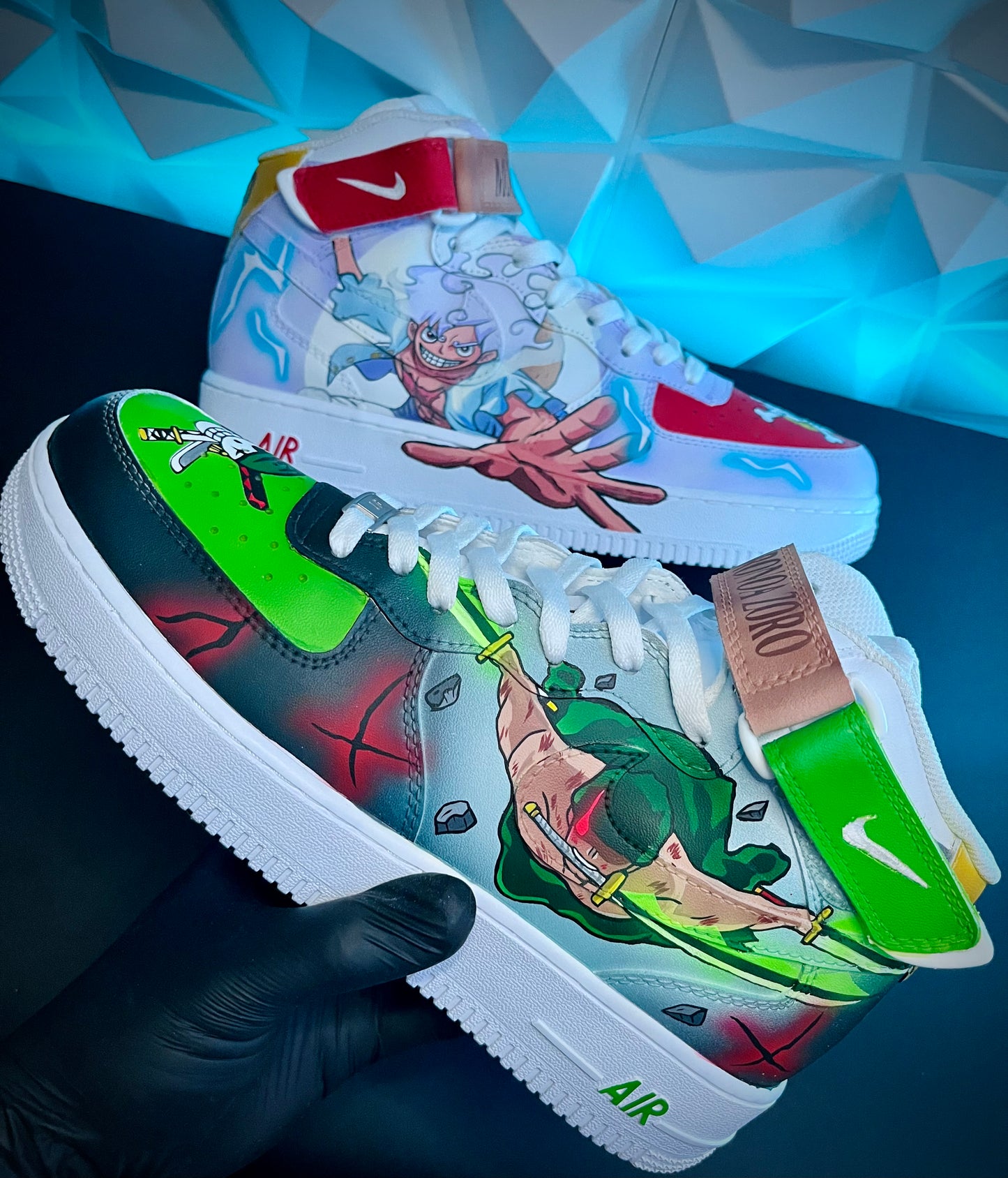 Luffy vs Zoro One piece / custom shoes/ shanks vs Trafalgar law