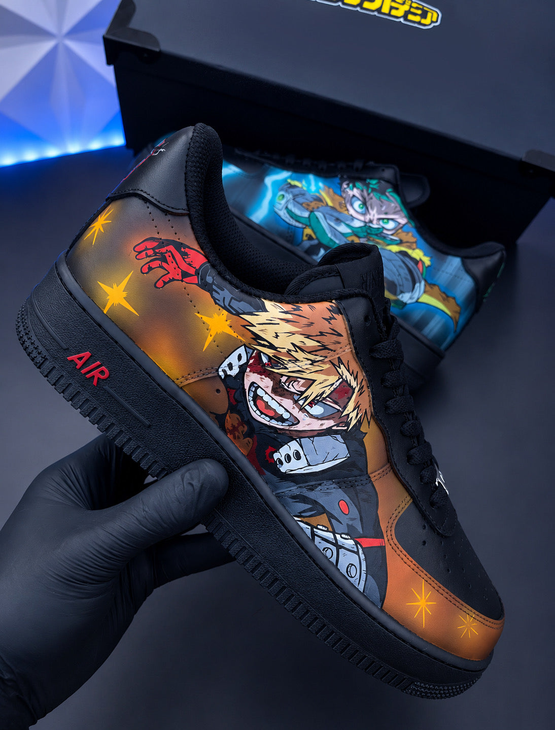 Bakugo & Midoriya Nike Air Force 1 – Hand-Painted My Hero Academia Custom/ Boku no hero