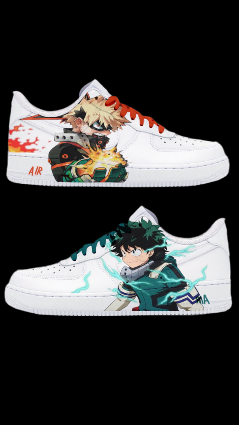 Zapatillas personalizadas Air Force 1 de Deku y Bakugou/Boku No Hero