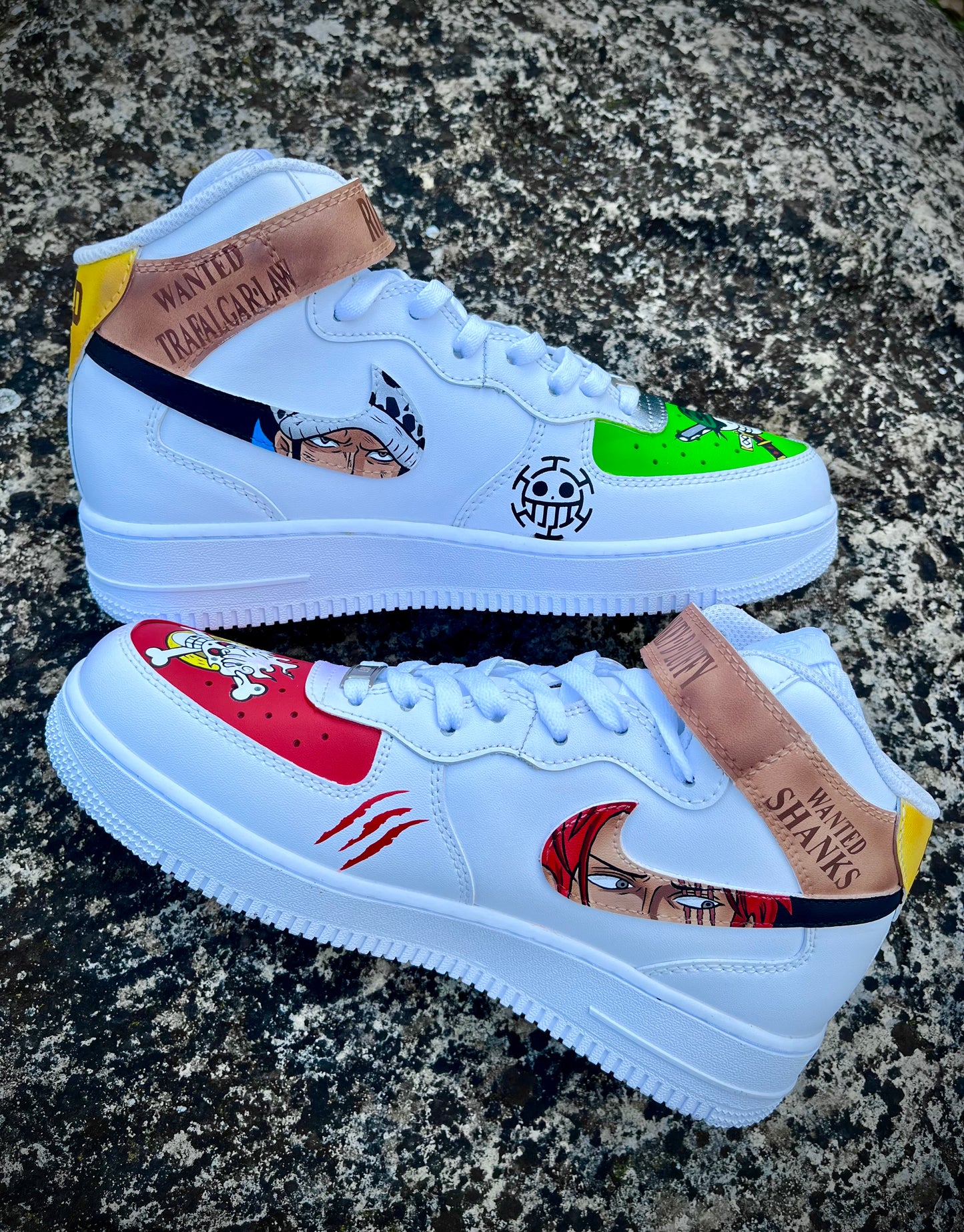 Luffy vs Zoro One piece / custom shoes/ shanks vs Trafalgar law