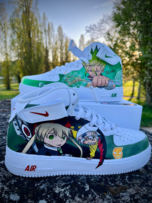 Senku Dr Stone and soul eater custom shoes