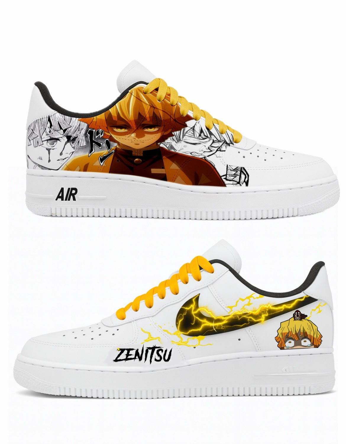 Zenitsu Kimetsu no yaiba/demonslayer custom shoes