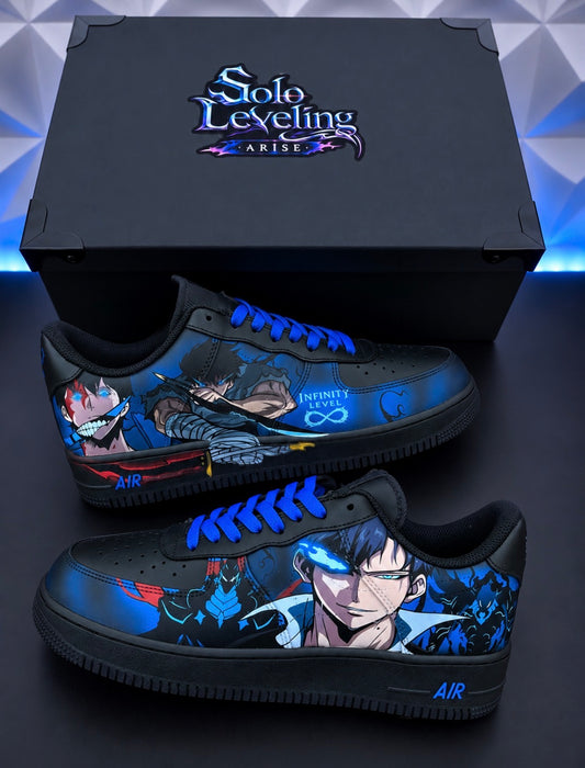 Sung Jin-Woo Solo Leveling Custom Nike Air Force 1 – Hand-Painted Anime Sneakers
