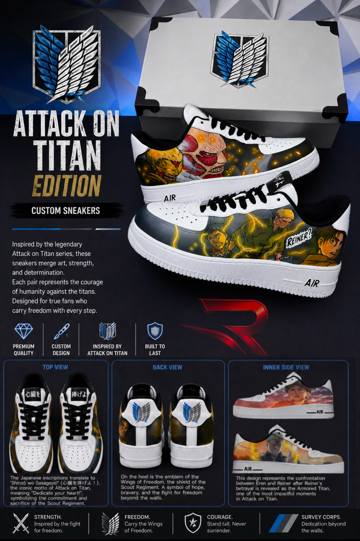 Attack on Titan Custom Air Force 1 – Reiner Betrayal Edition