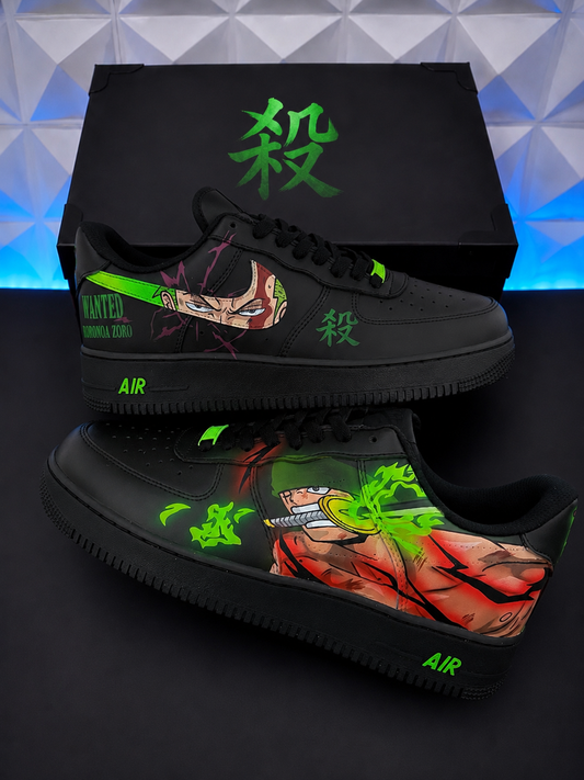 Zoro One Piece Edición Neon Glow /Nike Air Force 1 Personalizadas