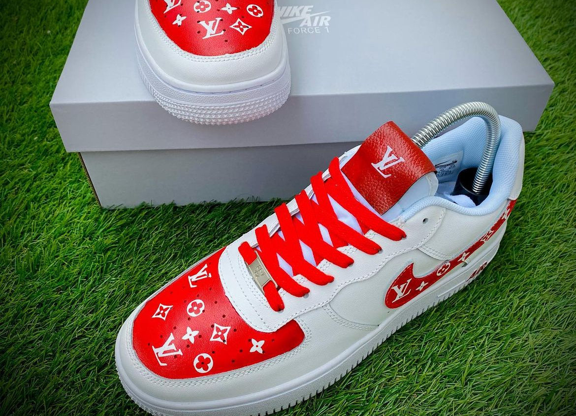 custom air force 1 louis vuitton red