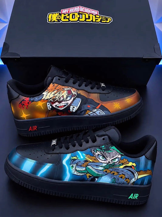Bakugo & Midoriya Nike Air Force 1 – Hand-Painted My Hero Academia Custom/ Boku no hero