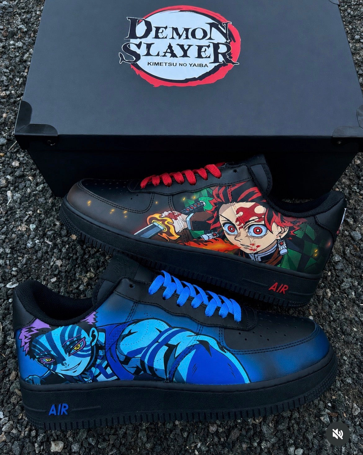 Demon Slayer Custom Nike Air Force 1 – Tanjiro & Akaza | Anime Hand-Painted Sneakers
